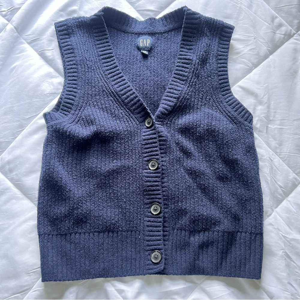 GAP Women's Deep Blue V-Neck Sweater Vest